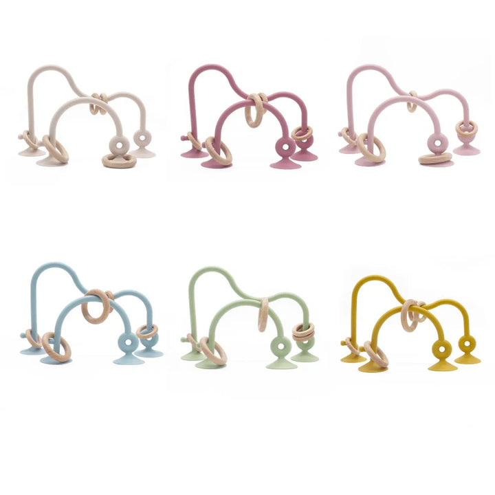 Soft Silicone Teether Toy with Wooden Ring, Safe Teething Ring for Infants, Ideal for Teething Relief and Sensory Exploration
