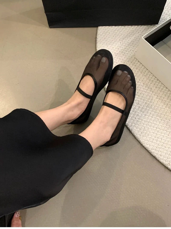 Lightweight Women’s Mary Jane Flats - Shallow Mesh, Casual