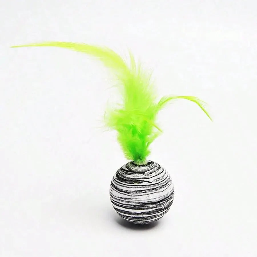 Cat Toy Striped Ball Interactive - Fun Pet Play, 5g Feather Toy
