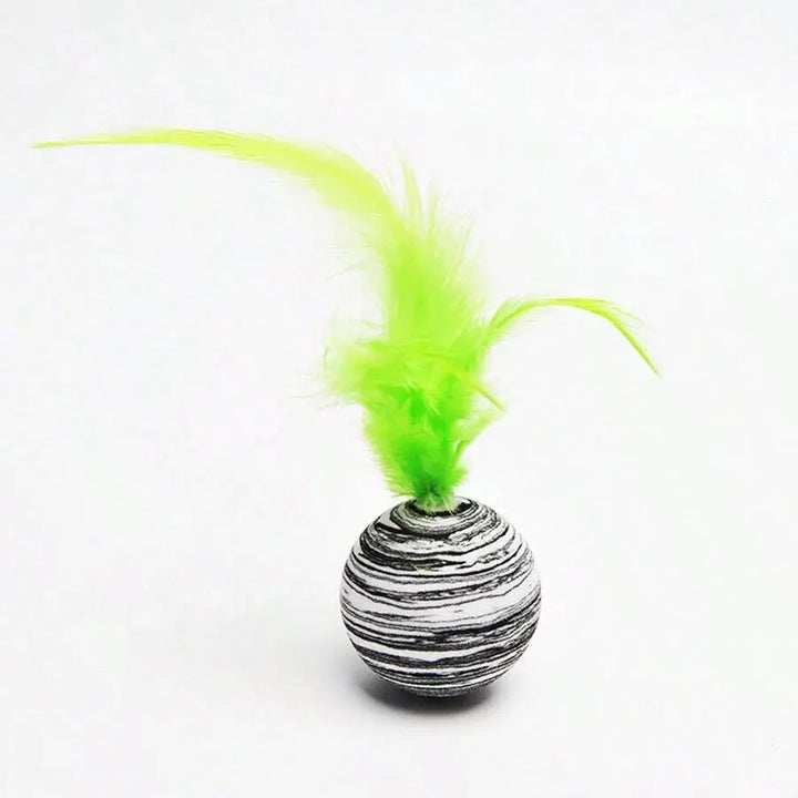 Cat Toy Striped Ball Interactive - Fun Pet Play, 5g Feather Toy