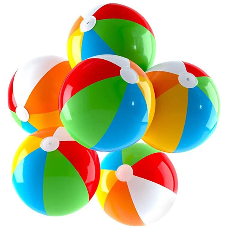 colourful Inflatable Beach Balls Set of 3, 23cm Diameter, Durable PVC for Pool and Beach Fun, Ideal for Kids Aged 3 and Up