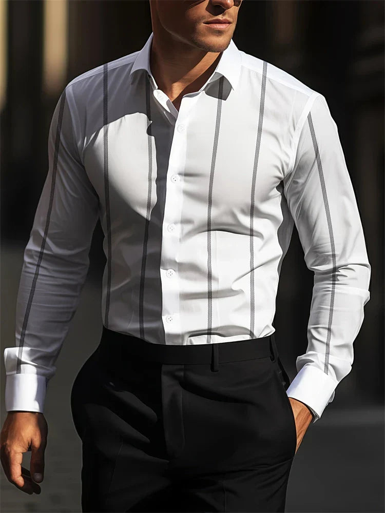 Men’s Velvet Long Sleeve Shirt – Soft Touch Polyester Fabric, Tailored Fit