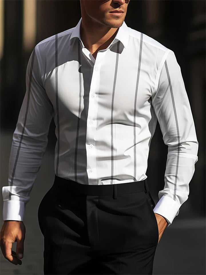 Men’s Velvet Long Sleeve Shirt – Soft Touch Polyester Fabric, Tailored Fit