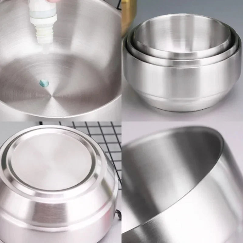 Stainless Steel Double Layer Rice Bowl With Lid Insulated