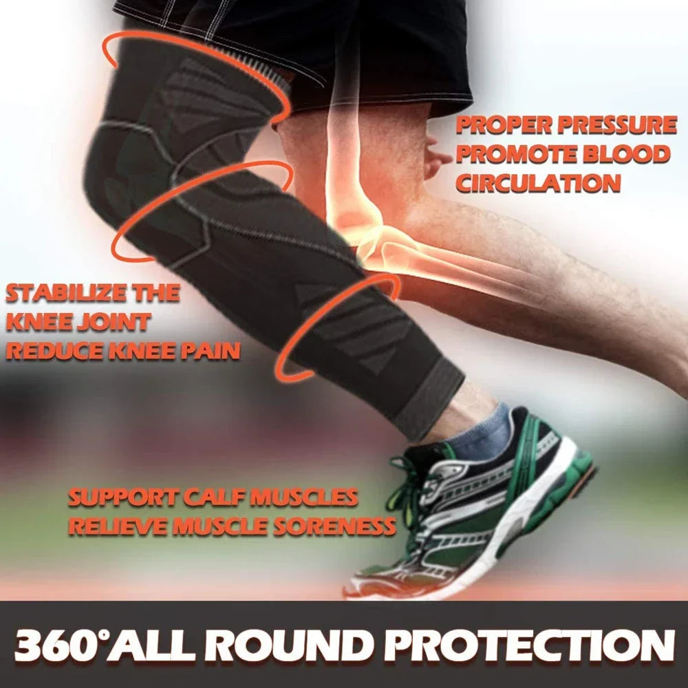 Full Leg Compression Sleeve Long Knee Support for Cycling Hiking Basketball – Pair 2026