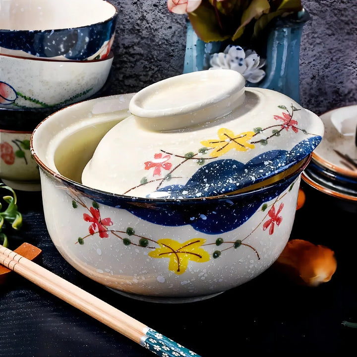 Instant Ramen Bowl With Lid Porcelain Large Capacity