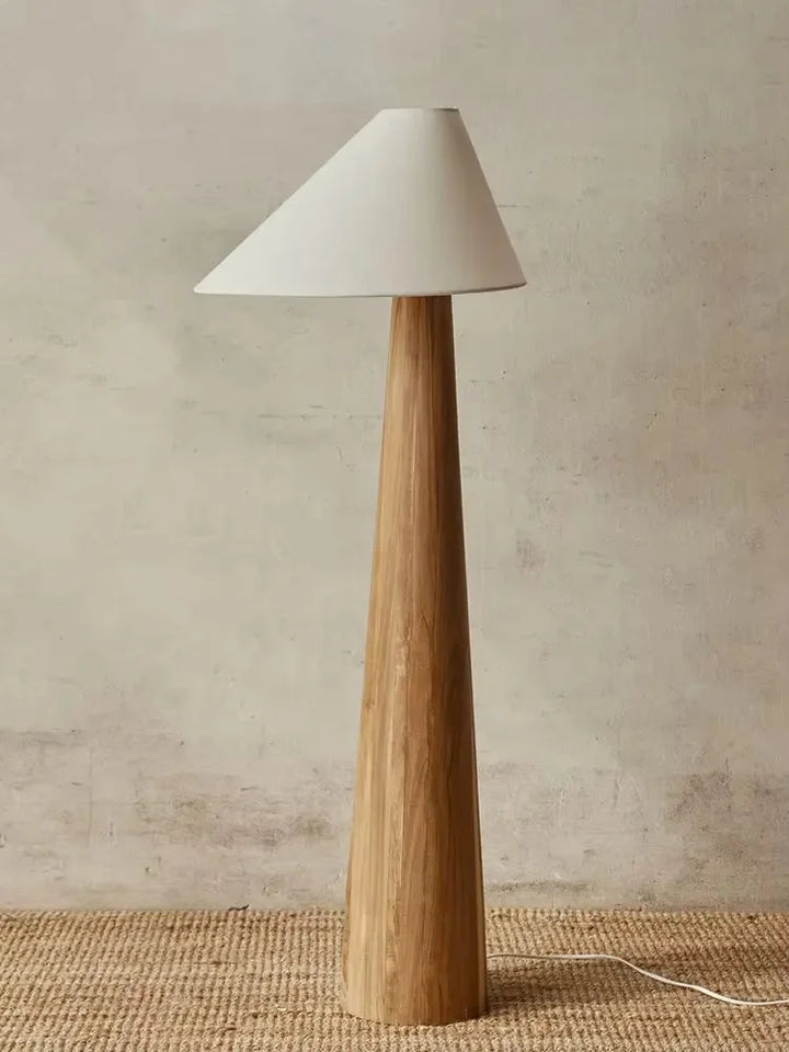 Japandi Conical Oak Floor Lamp Wabi Sabi Retro Lighting Home Decor