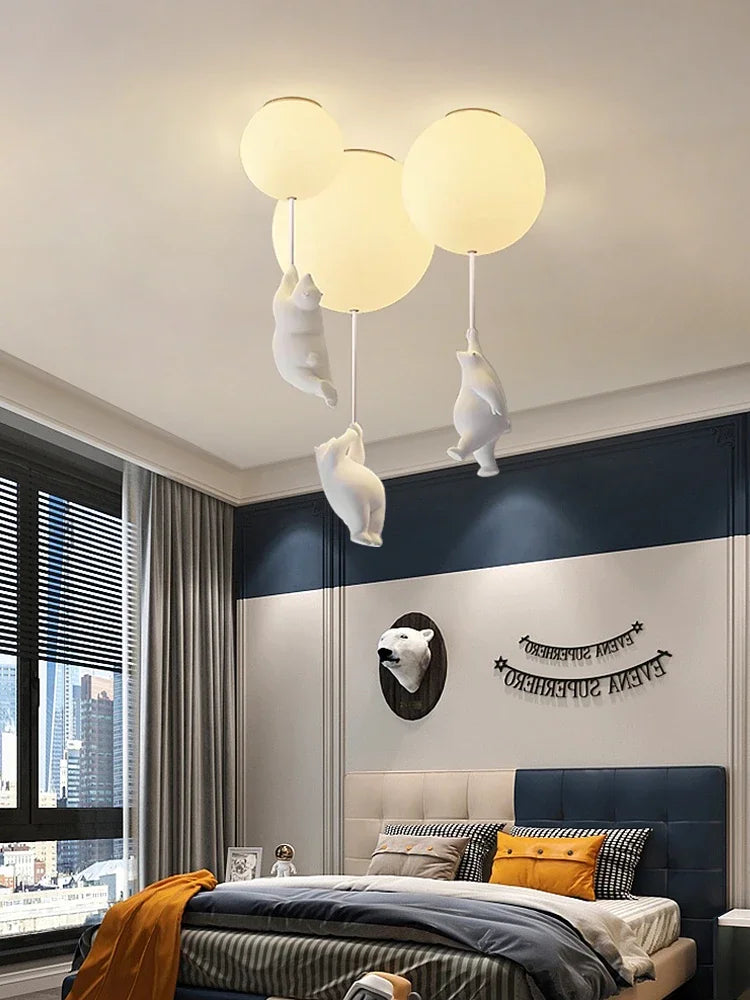 Ceiling Light Bear Cartoon Acrylic Spheres – Kids Room Chandelier, Nursery Decor, TikTok Viral 2026 Gift