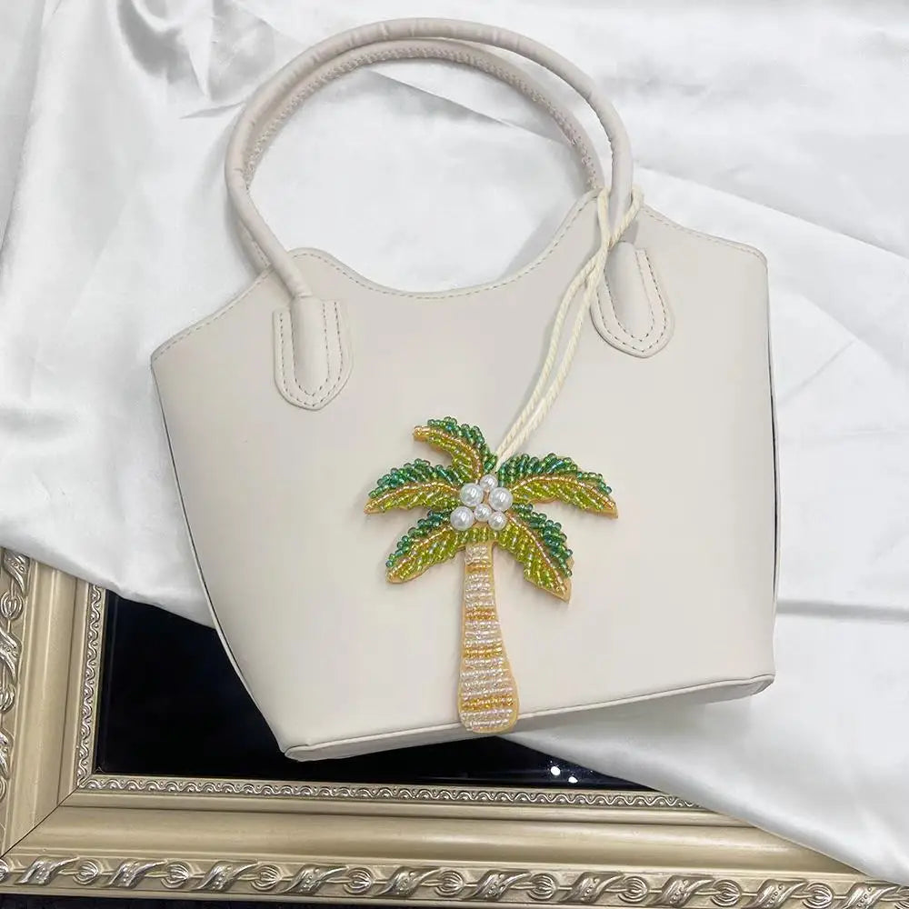 Coconut Tree Sequin Patch Keyring Bag Pendant Handmade
