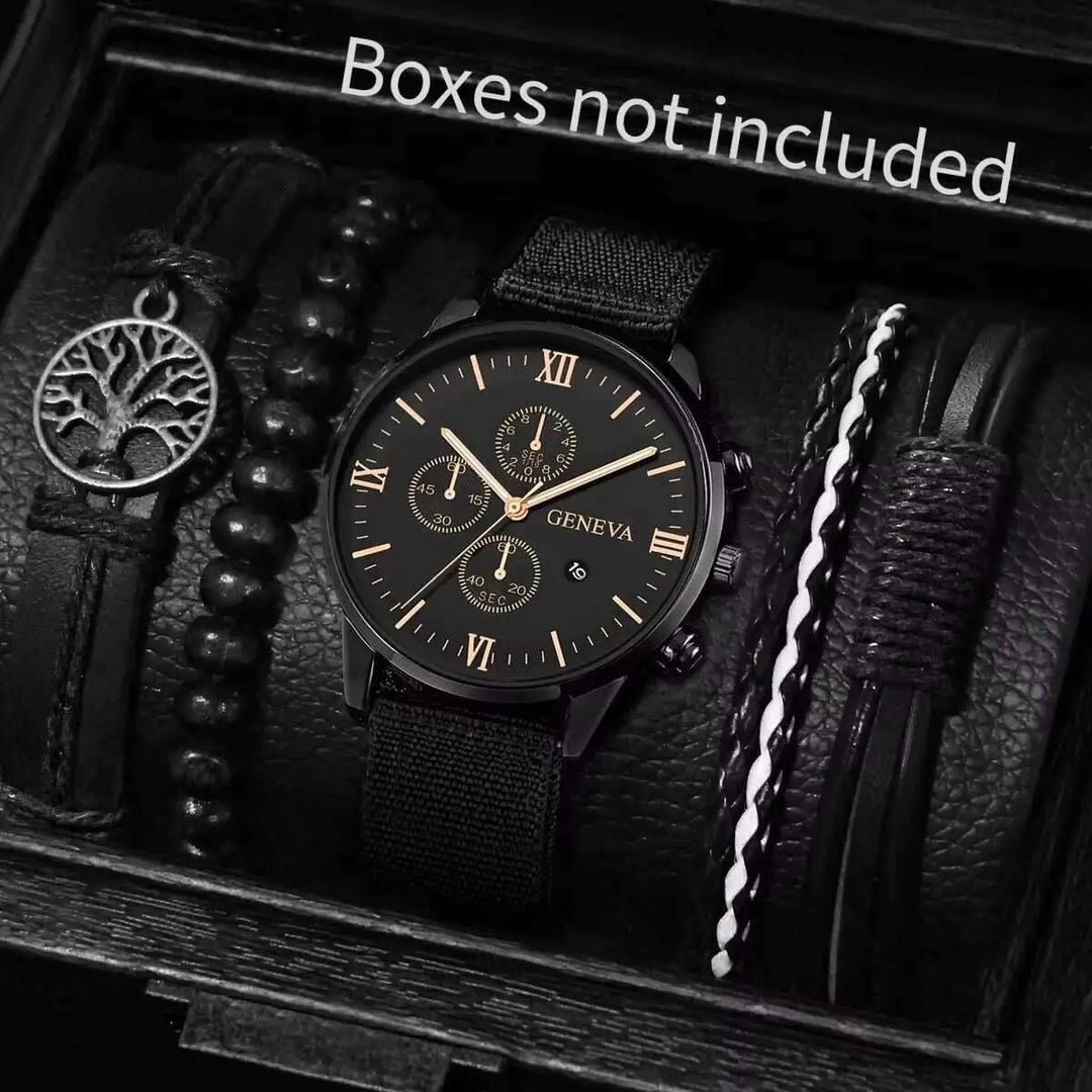 Quartz Watch And Bracelet Set Nylon Band Casual Gift
