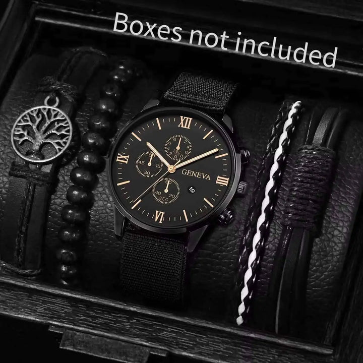 Quartz Watch And Bracelet Set Nylon Band Casual Gift
