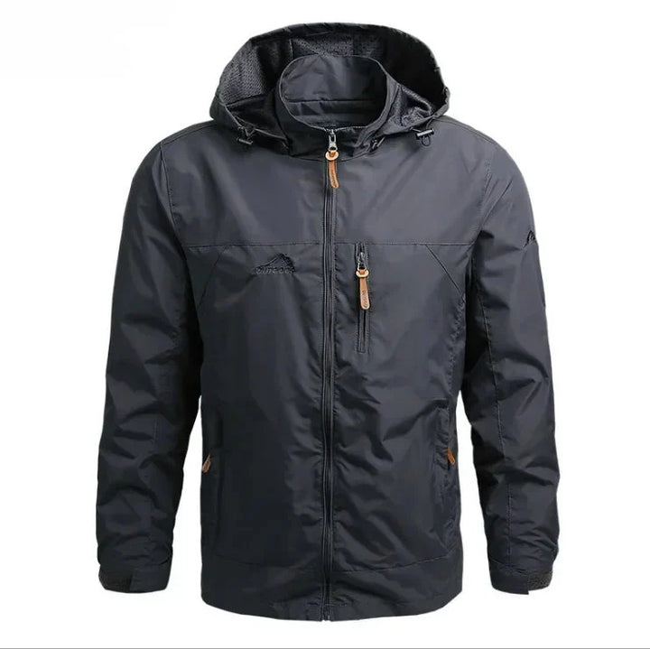 Waterproof Men Jacket – Hooded Windbreaker, Polyester, Autumn