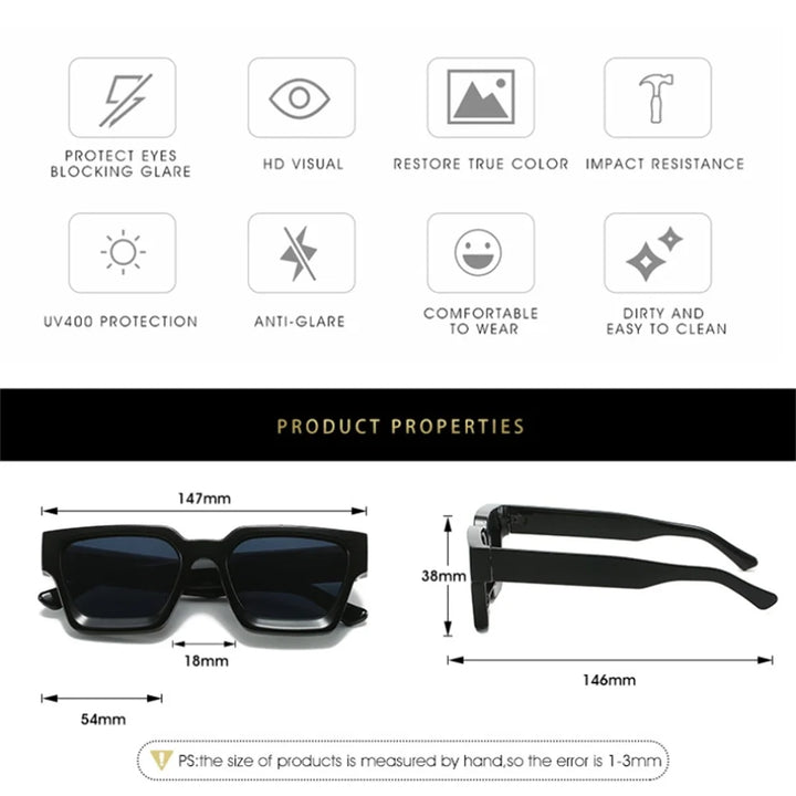 Sunglasses Square Frame Retro Unisex Shades Fall 2026 Trend UV400 Protection Gift