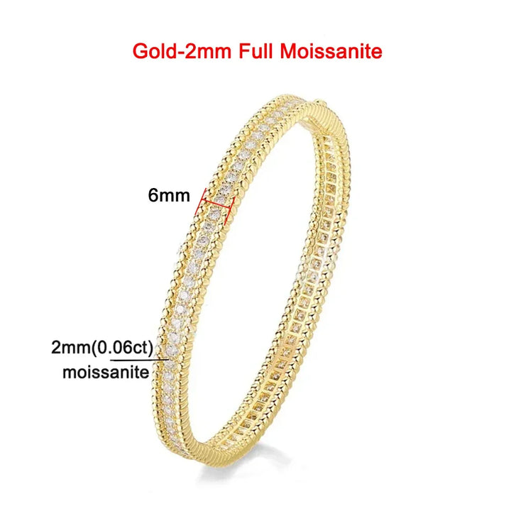Moissanite 2mm Bracelet 18K Gold Plated Tennis Bangle