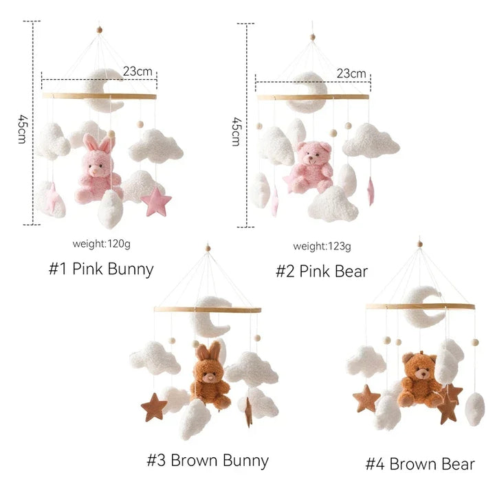 Baby Crib Mobile Wooden Nursery Newborn Sensory Toys