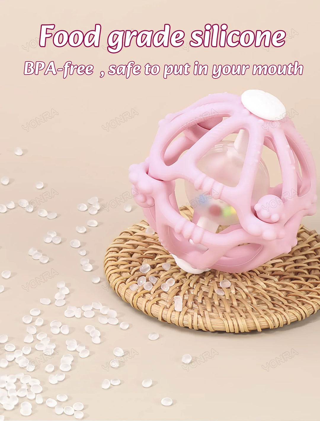 Silicone Teether Rattle Orb Montessori Newborn Sensory Toys