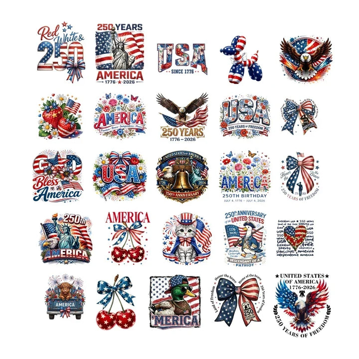 Iron On Patches USA Flag Bald Eagle Heat Transfer Set Patriotic 4th Of July DIY Clothing Decor 2026