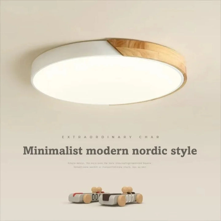 Japandi Led Ceiling Light Nordic Wood Modern Soft Glow Diffuser