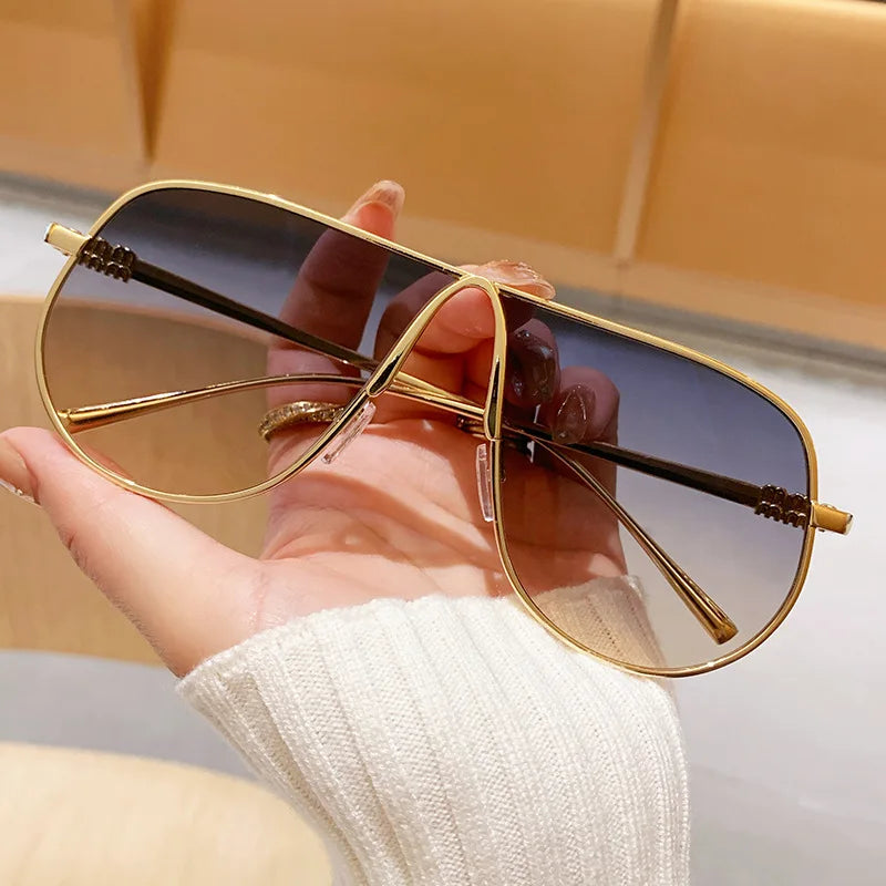 Sunglasses Oversize Square Gradient Alloy Frames Vintage Driving Shades Fall 2026 Casual Everyday Look