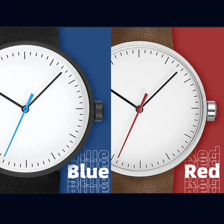 Classic unisex quartz wristwatch – leather strap, round dial, minimalist everyday timepiece