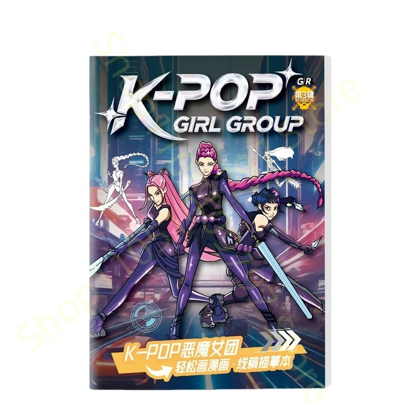 colouring Book Kpop Demon Hunters Anime Sketches Rumi Mira Zoey Cute Line Drawings Back to School 2025 Gift