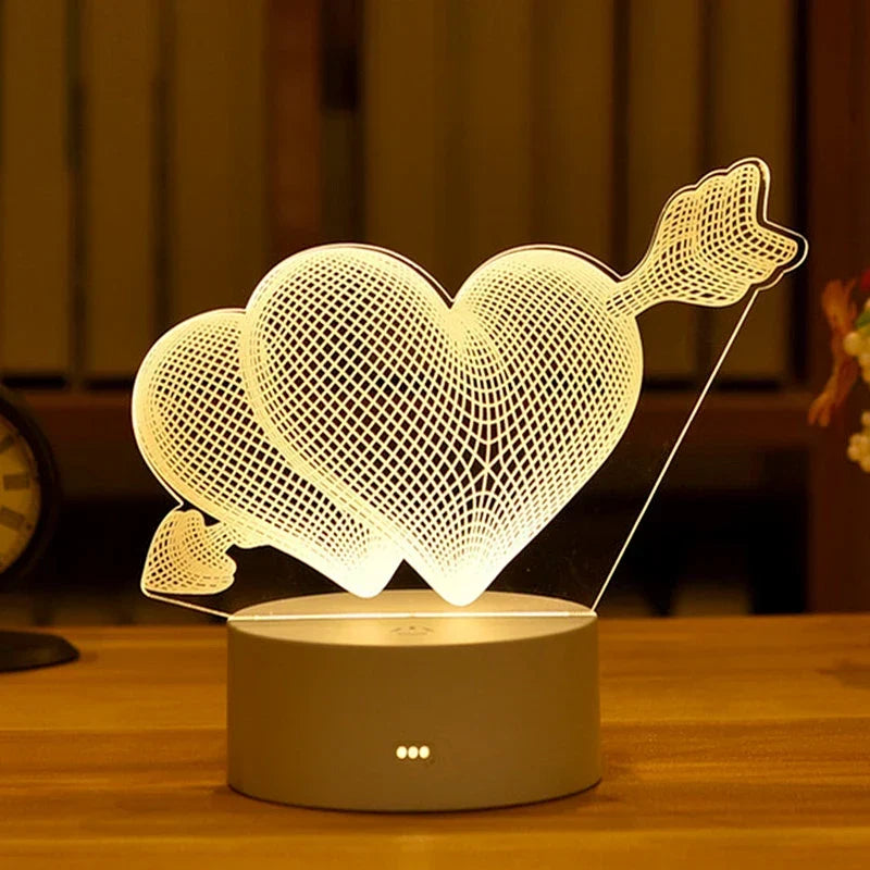 3D Romantic LED Night Light Lamp - Kids Bedroom Decor, A Unique Valentine&