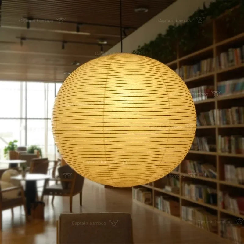 Japandi Pendant Lamp Wabi Sabi Rice Paper Round LED Dimmable