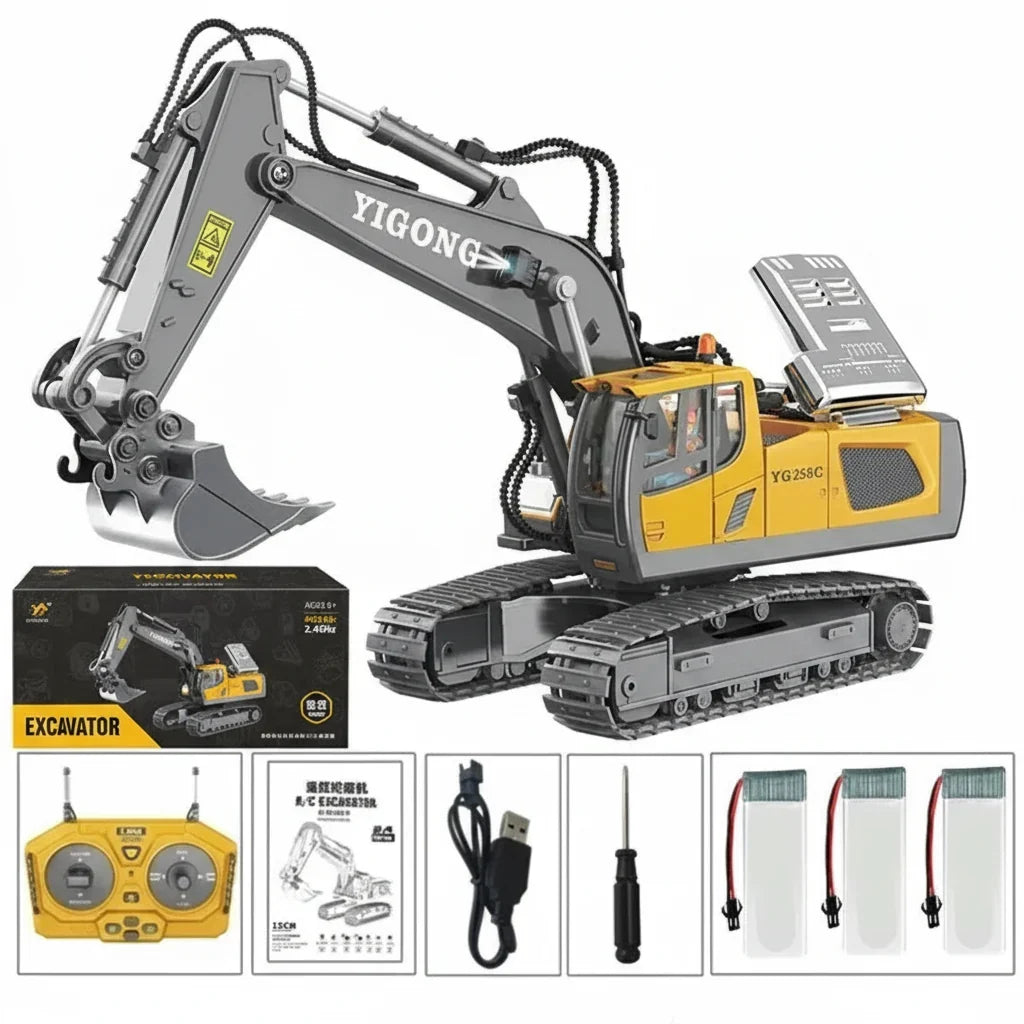 Remote Control Excavator Toy 4x4 Durable Alloy Construction Vehicle TikTok Viral Fall 2025 Kids Gift