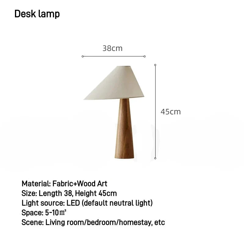 Japandi Conical Oak Floor Lamp Wabi Sabi Retro Lighting Home Decor