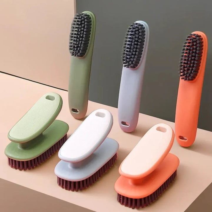 Soft Bristled 2pc Household Cleaning Brushes - Long Handle Shoe &amp; Clothes Brush Set