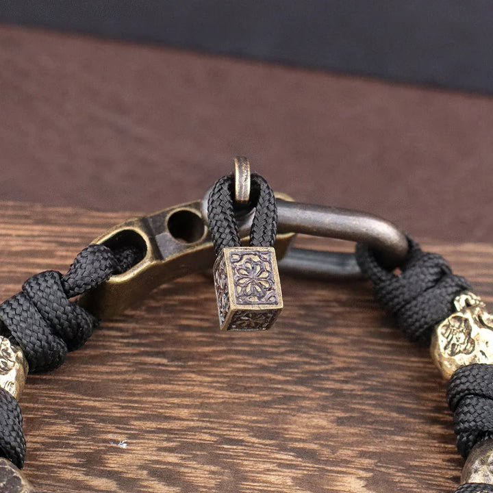 Skull Paracord Bracelet Gothic Wristband Halloween 2026 Gift Idea Adjustable Braided Jewelry