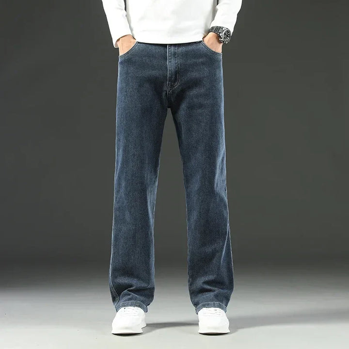 Stretchy Men’s Jeans - Wide Leg, Cotton, Business Casual