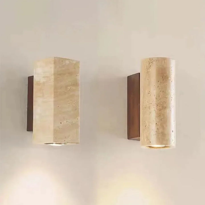 Japandi Yellow Marble LED Wall Sconce Wabi Sabi Bedside Light
