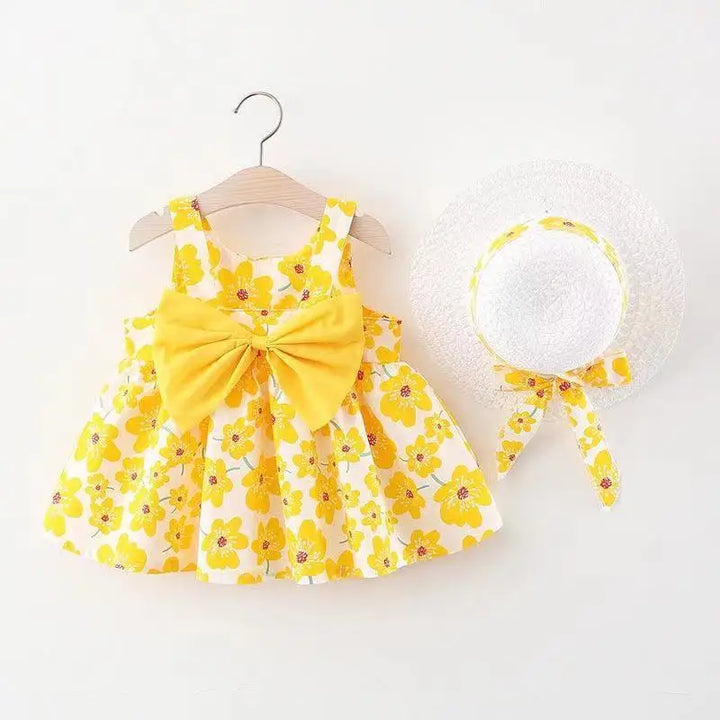 Soft baby girl dress – floral a-line, flowy cotton-polyester, for summer beach party