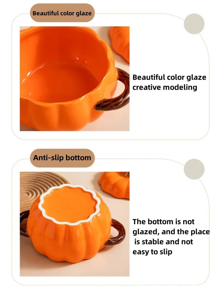 Pumpkin Soup Pot 1.4L Ceramic Bowl With Lid Halloween