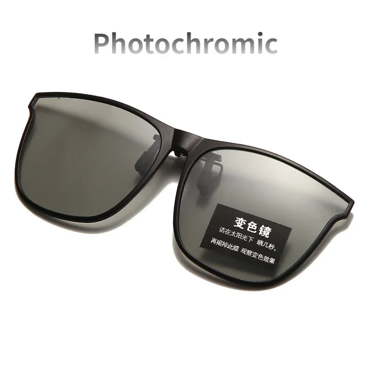 Night Vision Clip-On Sunglasses – Polarized Photochromic UV Anti-Glare Driving Goggles, Vintage Square Style, Fall 2025 Safe Driving