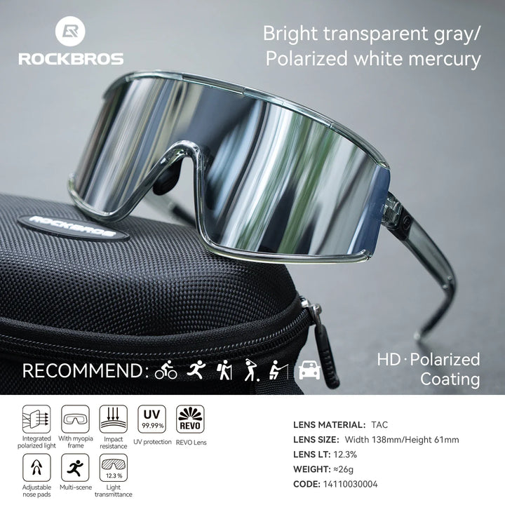 Cycling Sunglasses Polarized UV400 Anti-Fog Photochromic Outdoor Eyewear All-Season Non-Slip Unisex
