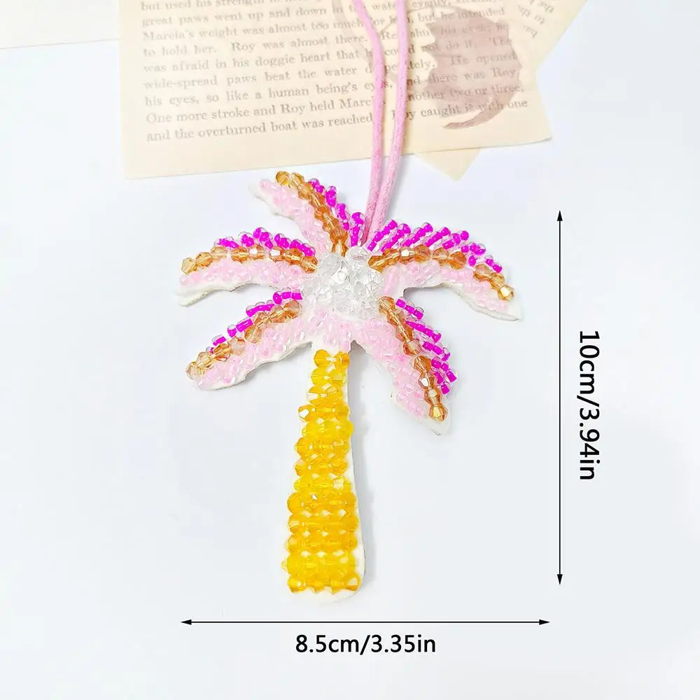 Coconut Tree Sequin Patch Keyring Bag Pendant Handmade