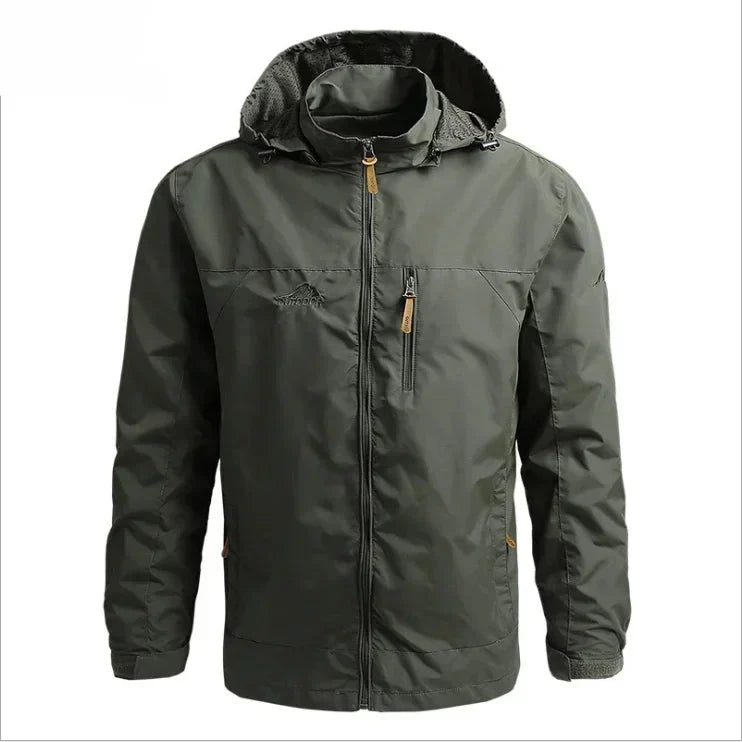 Waterproof Men Jacket – Hooded Windbreaker, Polyester, Autumn