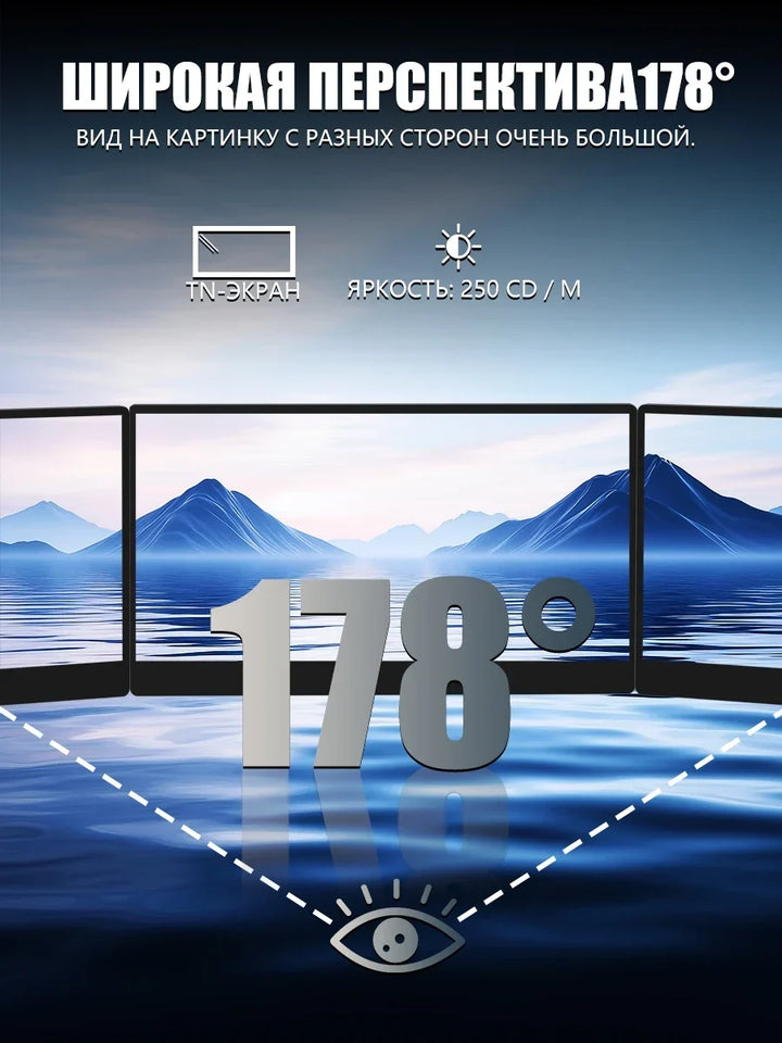 Portable 14 Inch Monitor 178 Degree View Built In Speaker