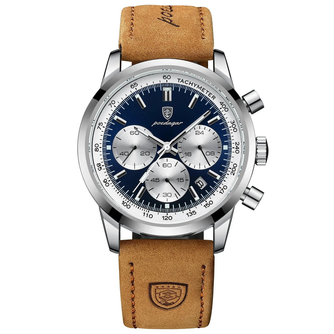 Quartz Watch Leather Chronograph Military Style 2025