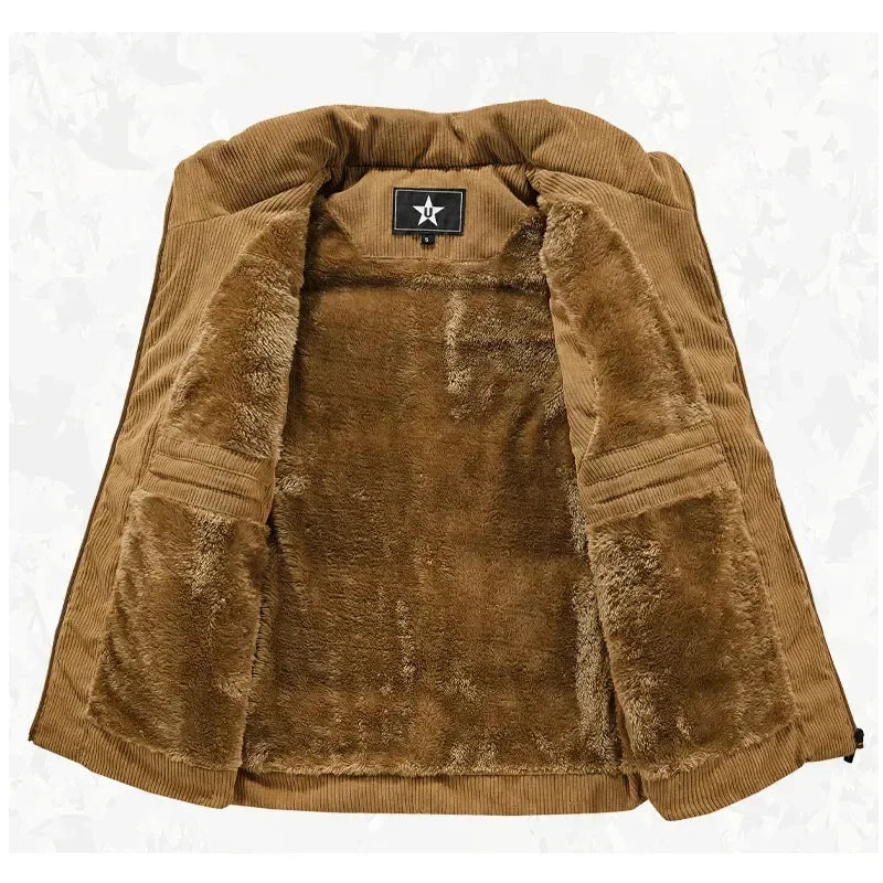 Insulating Mens Fleece Vest - Quilted Corduroy, Casual