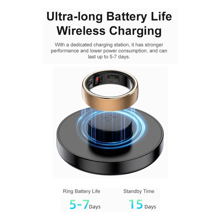 Smart Ring With Charging Dock Health Tracker Ring Fall 2025 Heart Rate Sleep Monitoring Blood Oxygen Multi-Sport