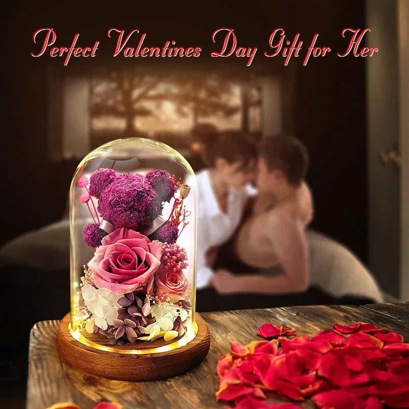 Eternal Preserved Rose Gift Box with Teddy Bear – A Thoughtful Valentine&