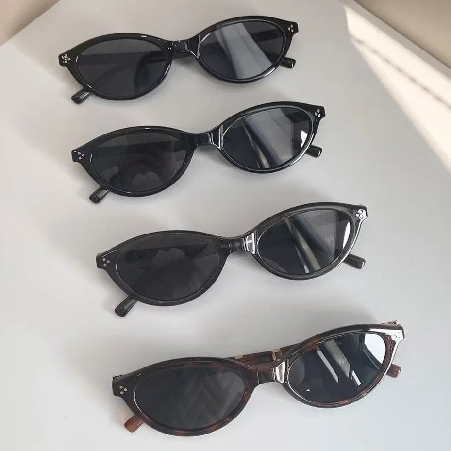 Sunglasses Foldable Cat Eye Vintage Narrow Frame UV400 Protection Portable Pocket Shades Fall 2026 Trend Gift