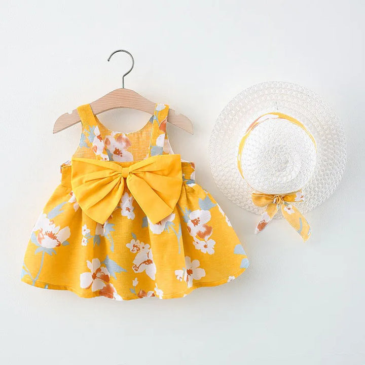Soft baby girl dress – floral a-line, flowy cotton-polyester, for summer beach party