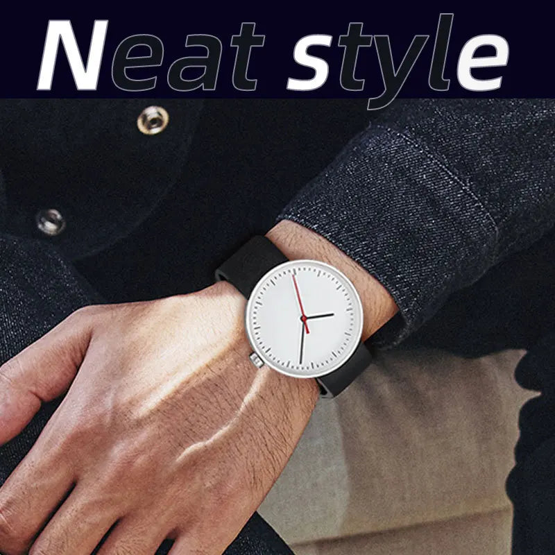 Classic unisex quartz wristwatch – leather strap, round dial, minimalist everyday timepiece