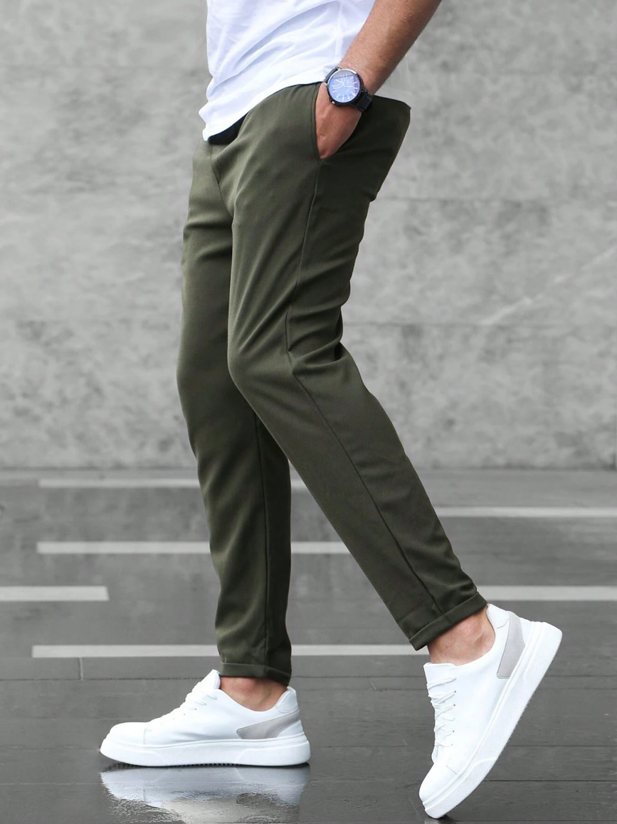 Stretch Comfort Trousers with Adjustable Drawstring Waistband, Lightweight Work Pants for All-Day Wear