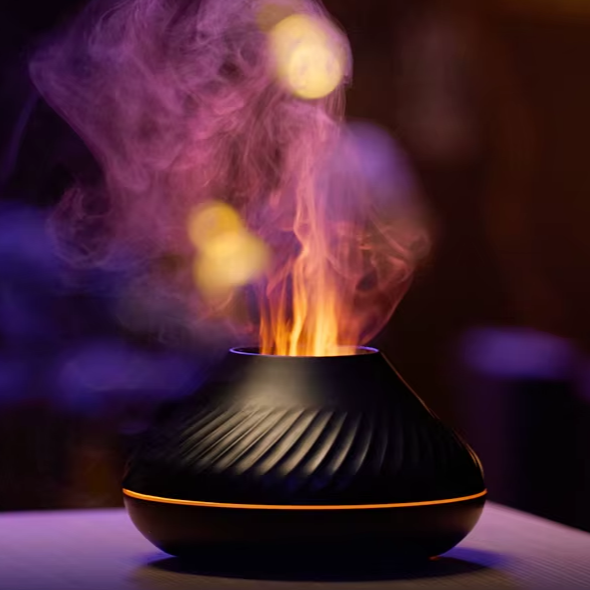 Volcanic Aroma Diffuser Essential Oil Lamp 130ml USB Humidifier with colour Flame Night Light