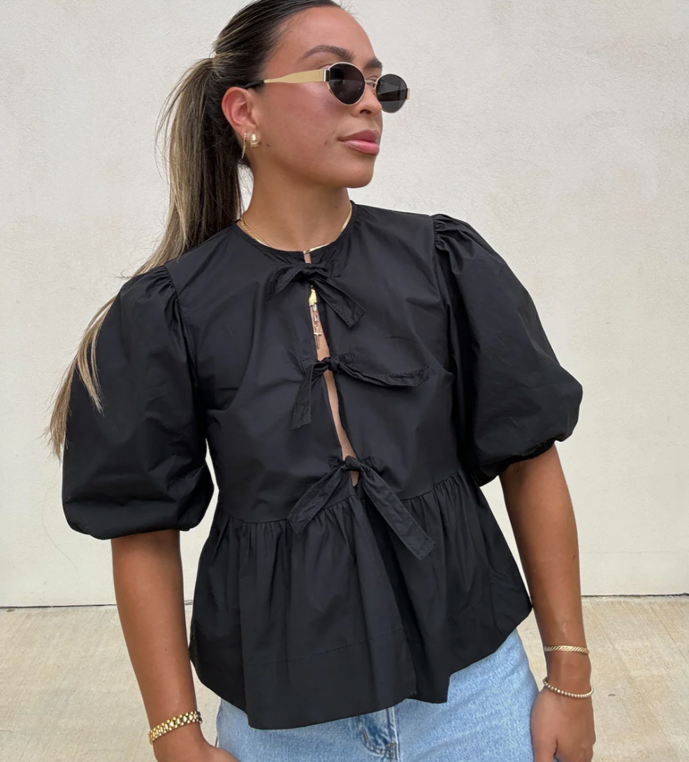 Striped Puff Sleeve Women&